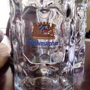Weihenstephan German Dimpled Beer Stein Glass with Handle 1 Liter